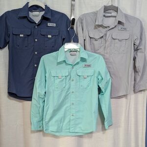 3 Boys PFG Columbia 10-12 Omni-Shade Vented Button Down Fishing Shirts